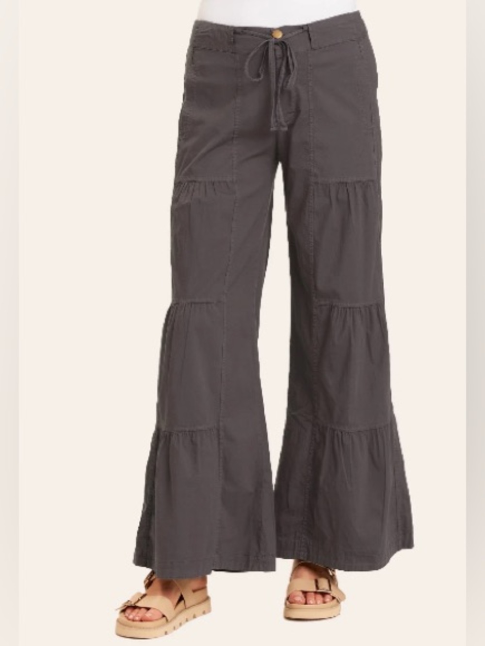 Xcvi wearables terraced wide leg pants in charcoal